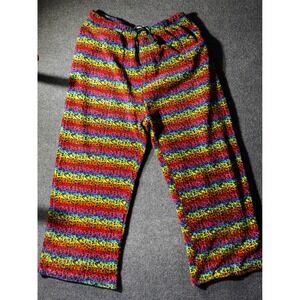Hotel Spa Pajama Pants Womens 3XL Rainbow Excellent Leopard Print Fleece Lounge